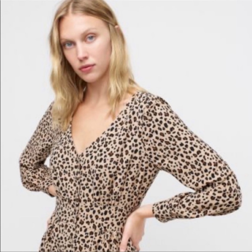 J.Crew Leopard Button Front A Line Midi Dress SZ 6
